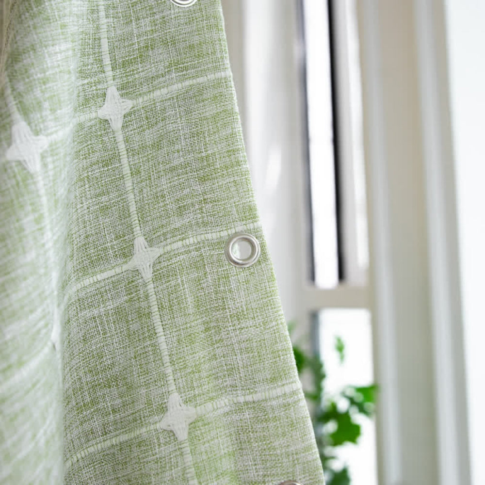Stylish shower curtain in linen-cotton mix with fringes
