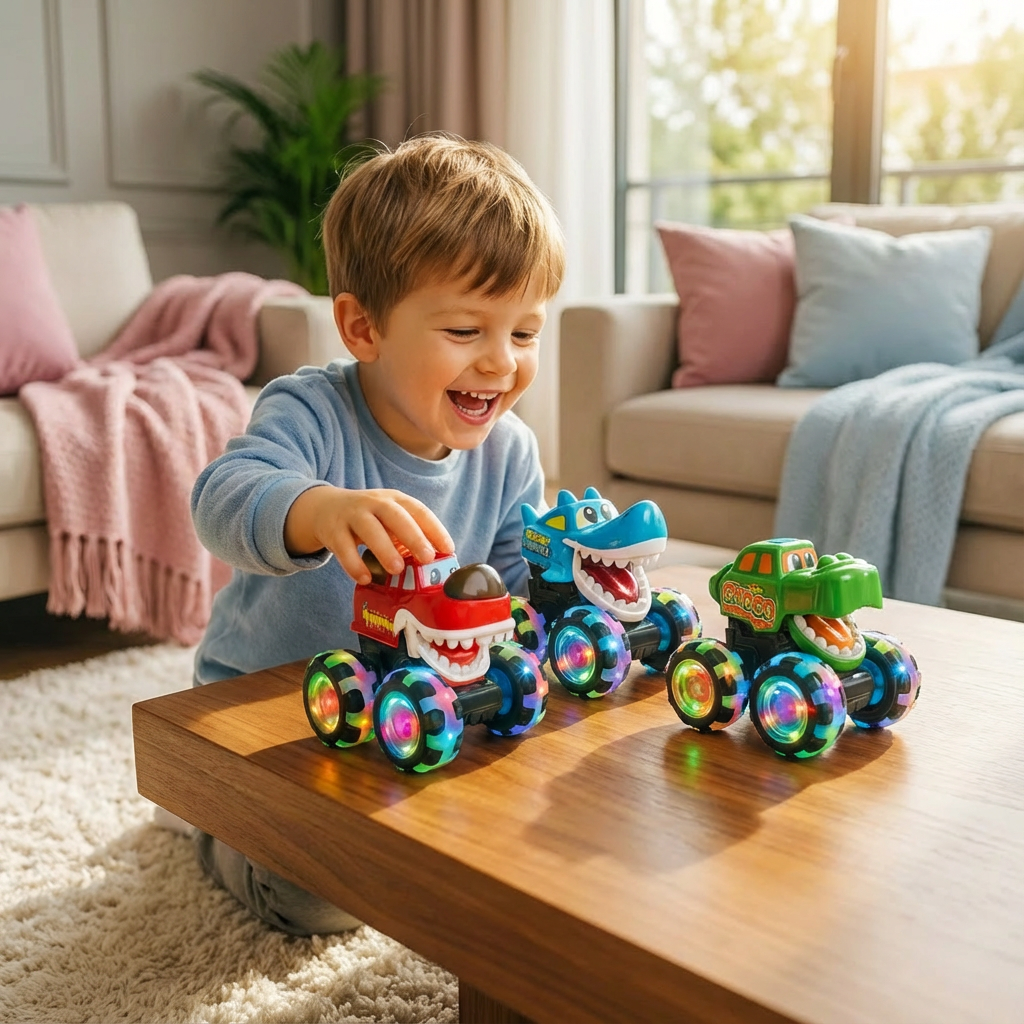 Strahlende Spielzeugmonstertrucks für Kinder