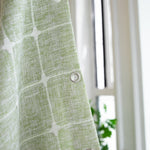 Stylish cotton and linen shower curtain with fringe