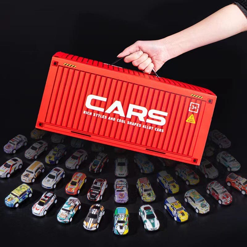 Set mit 48 verschiedenen Rennspielzeugautos aus Metall