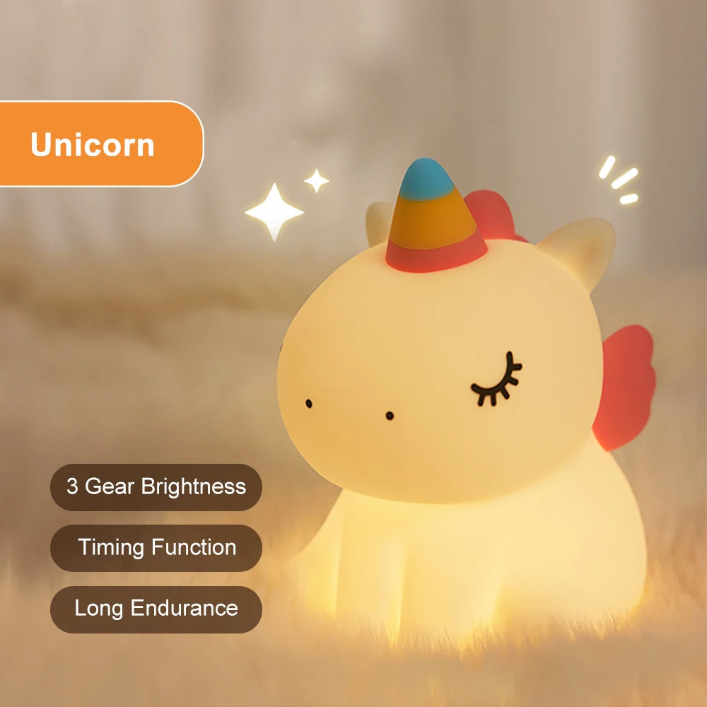 LumiEinhorn LED Night Light | Rechargeable & Touch Control | Magical Lighting for Children's Rooms