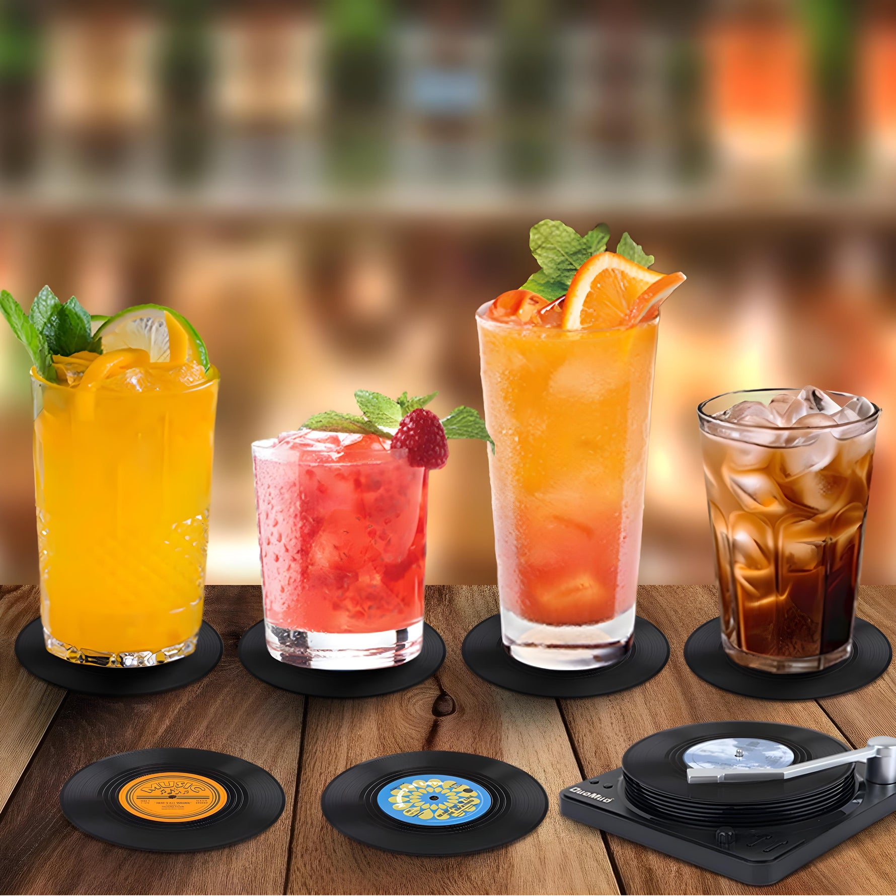 Retro Record Coasters – Stylish Table Accents for Music Fans (6 Pieces)