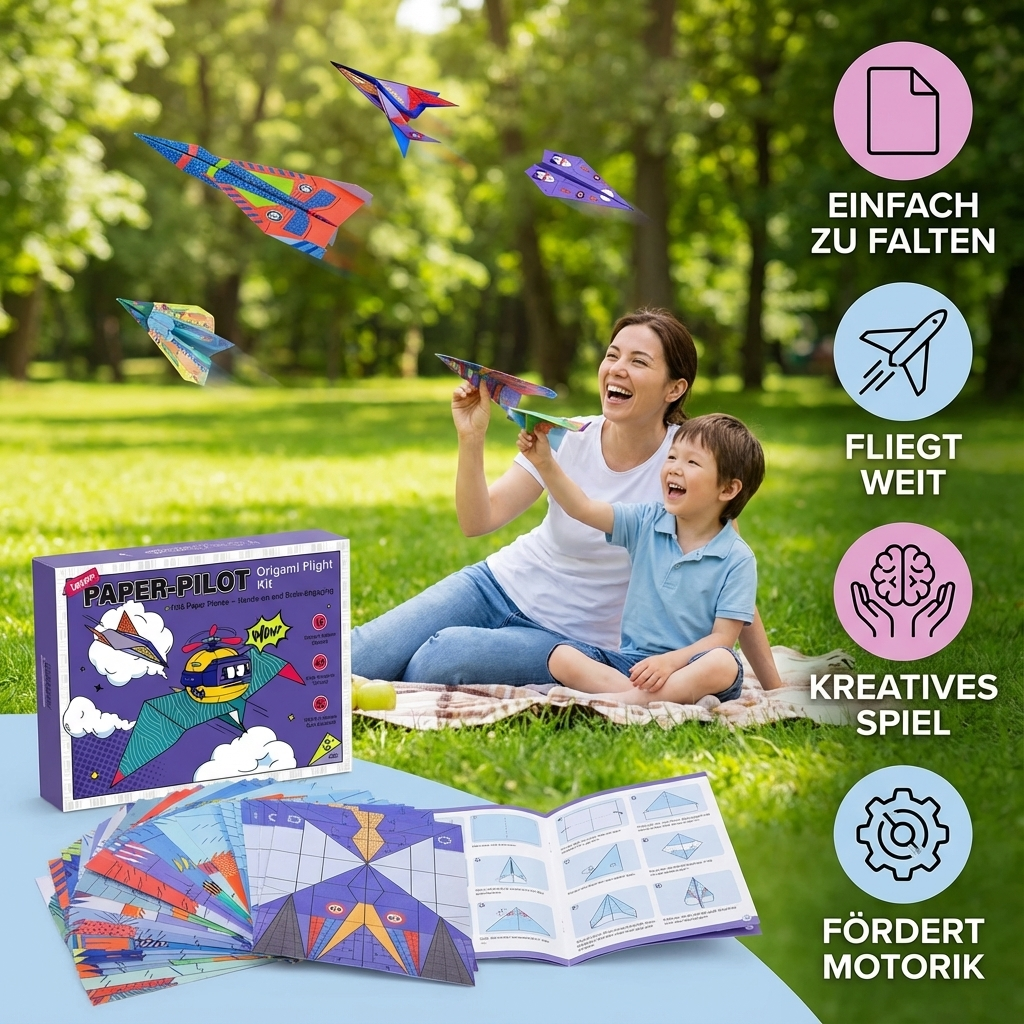 Bausatz für Papierflieger mit Origami-Anleitungen