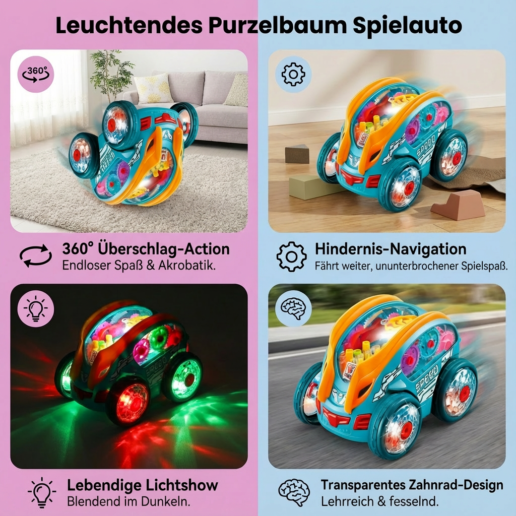 Spielauto mit leuchtenden Purzelbaum-Funktionen