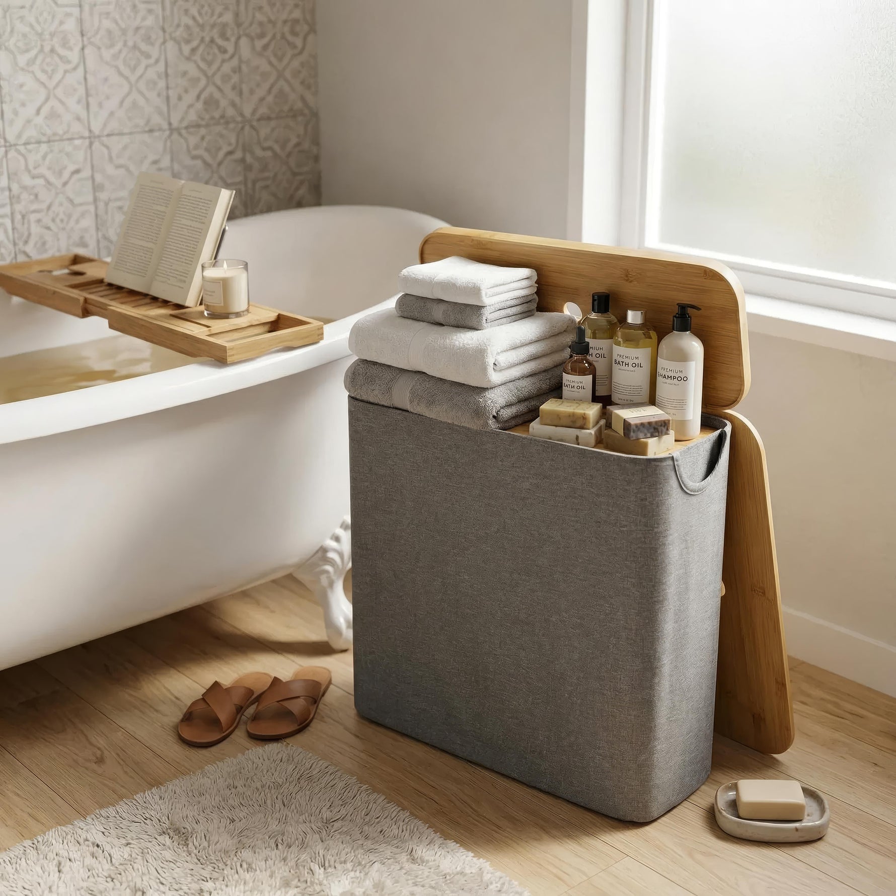 Stilvoller Badezimmer-Organizer aus Holz für Ordnung