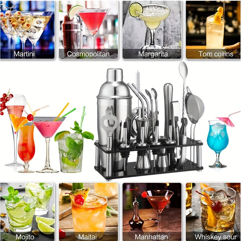 Elegantes Cocktail-Set mit 20 Profi-Werkzeugen und Acrylständer