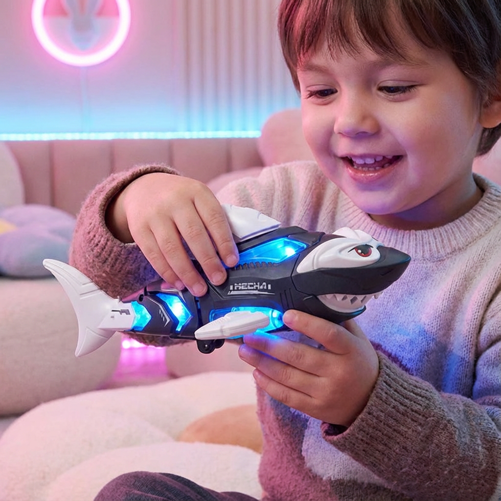 Musikspielzeug in Hai-Form für Kinder mit Lichtfunktion