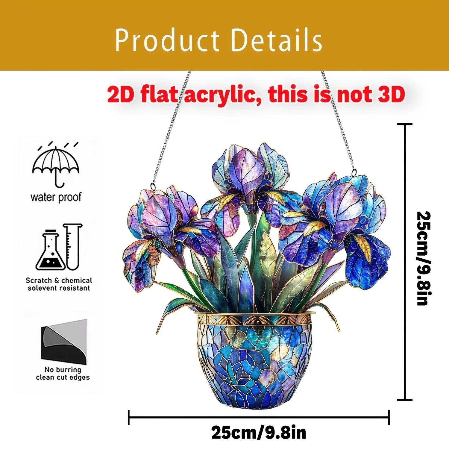 Sun Glow 2D Acrylic Flower Pot with Suncatcher for Windows