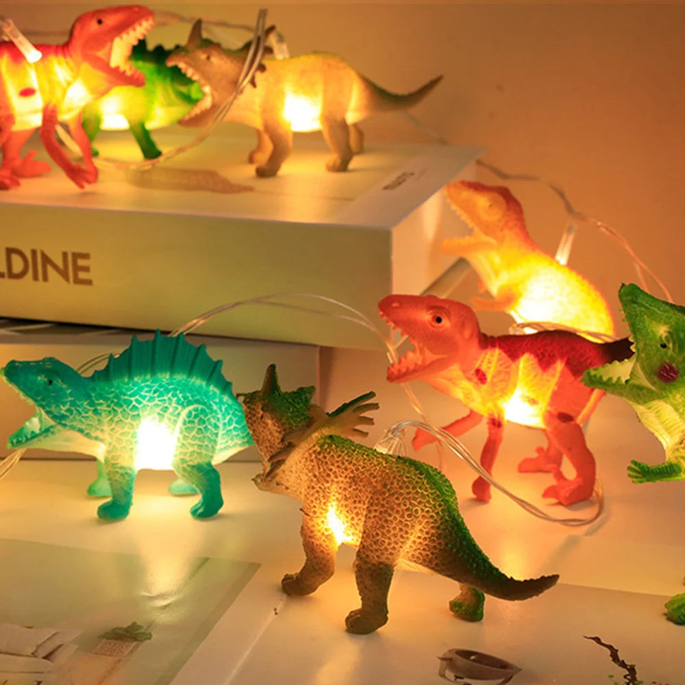 DinoLights | LED Dinosaur String Lights for Kids | Warm White | 1.5 m / 3 m Battery Operated