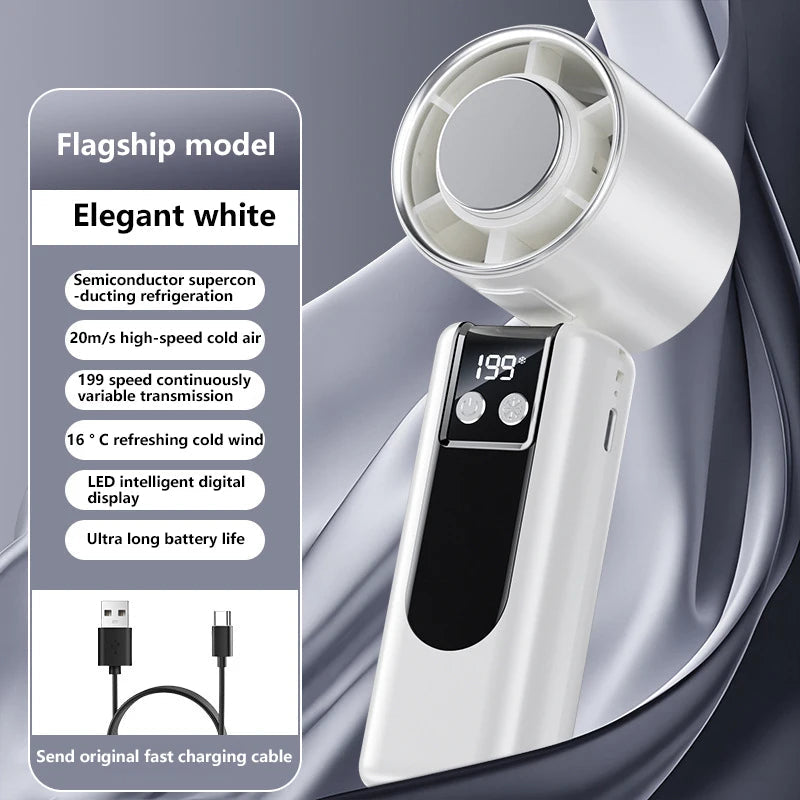 CoolBreeze Handheld Fan with Cooling Function | USB Powered | Digital Display | 3 Speed Modes