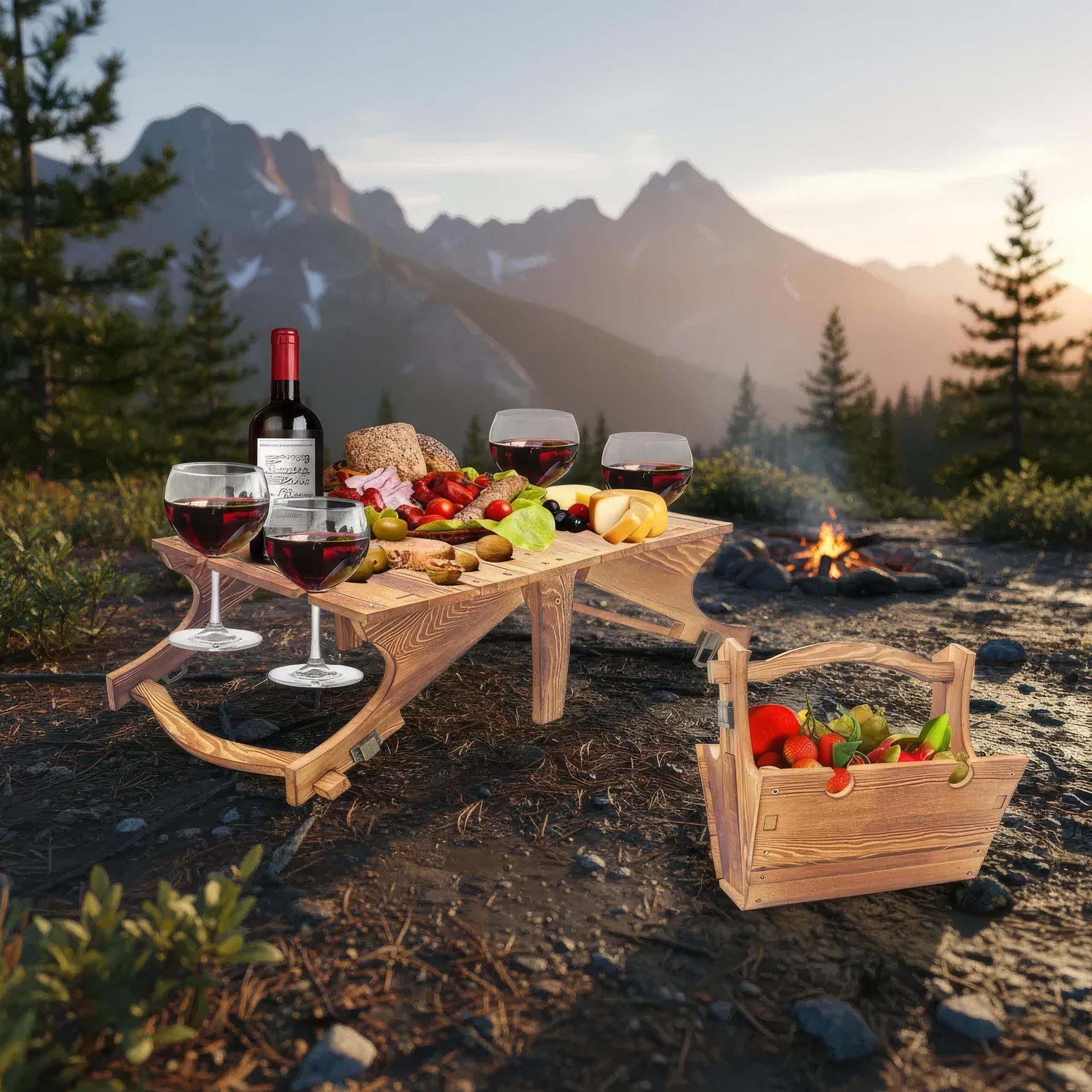 Compact Folding Table with Wine Glass Holder for Outdoor Adventures