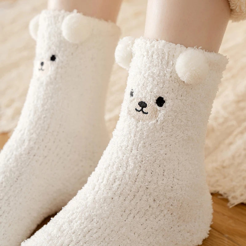 Wärmeschmeichler Women's Cuddle Socks | Fluffy & Cozy | 3D Bear Pattern