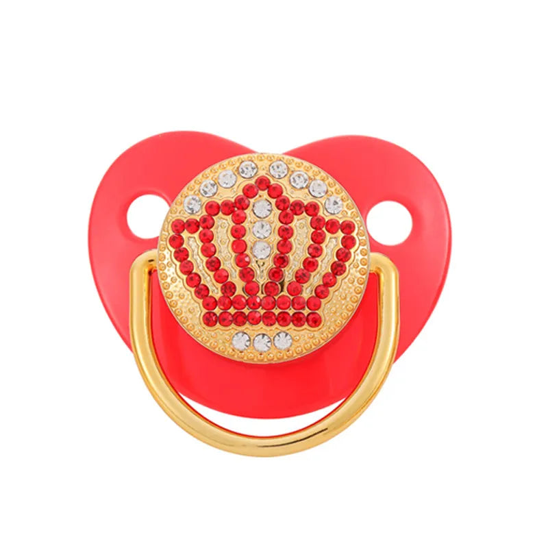 Schnuller im Luxusdesign mit Strass und Kronen-Details – Gold