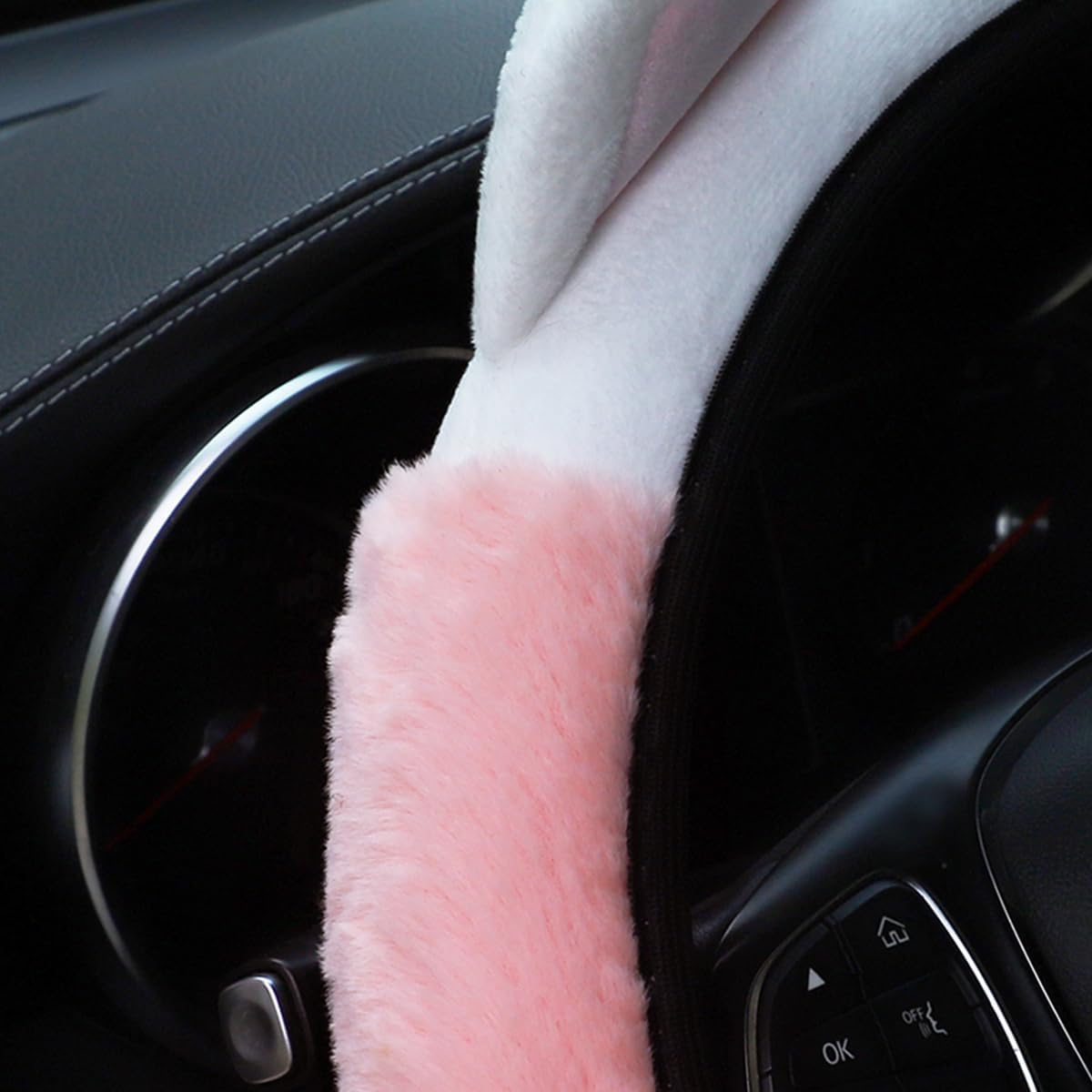 Cozy Steering Wheel Cover with Playful Ear Design