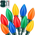 GlanzLicht LED Weihnachtslichter C7 | Klassischer Erdbeer-Stil | Mit Fernbedienung & Timer | Für Innen- und Außenbereich
