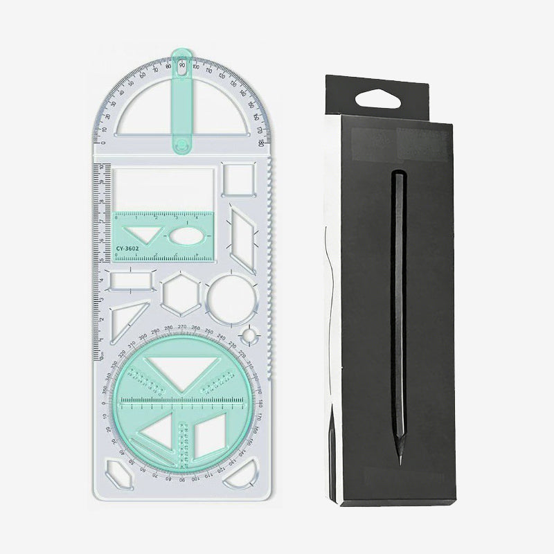 Vielseitiger Geometrie-Lineal mit drehbarem Winkelmesser