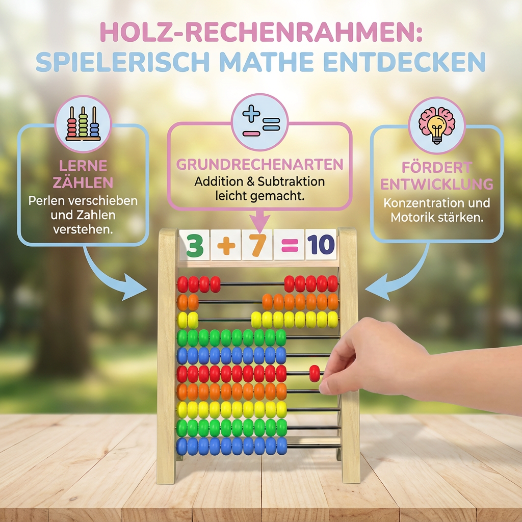 Zählrahmen aus Holz für das Erlernen von Rechenfähigkeiten