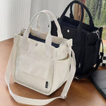 UrbanEase Canvas Umhängetasche – Weiße Schultertasche mit Magnetverschluss und verstellbarem Gurt
