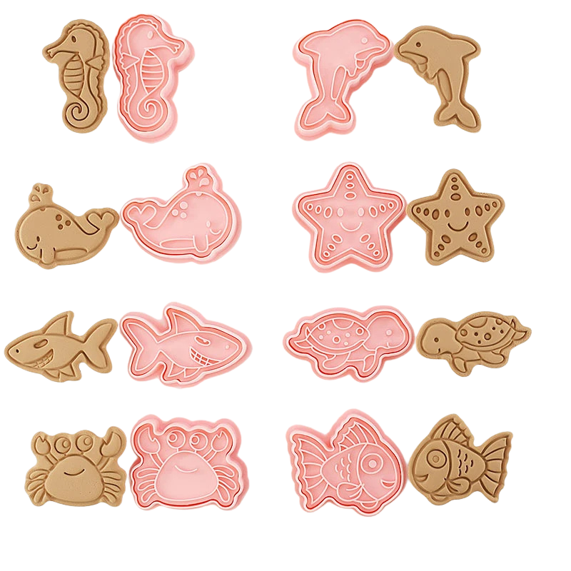 8-teiliges Set für kreative Keksformen im 3D-Design