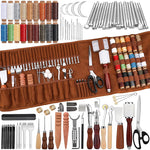 Vielseitiges Lederhandwerker-Set | 92 oder 27 Teile | Inklusive robuster Fäden & professioneller Werkzeuge
