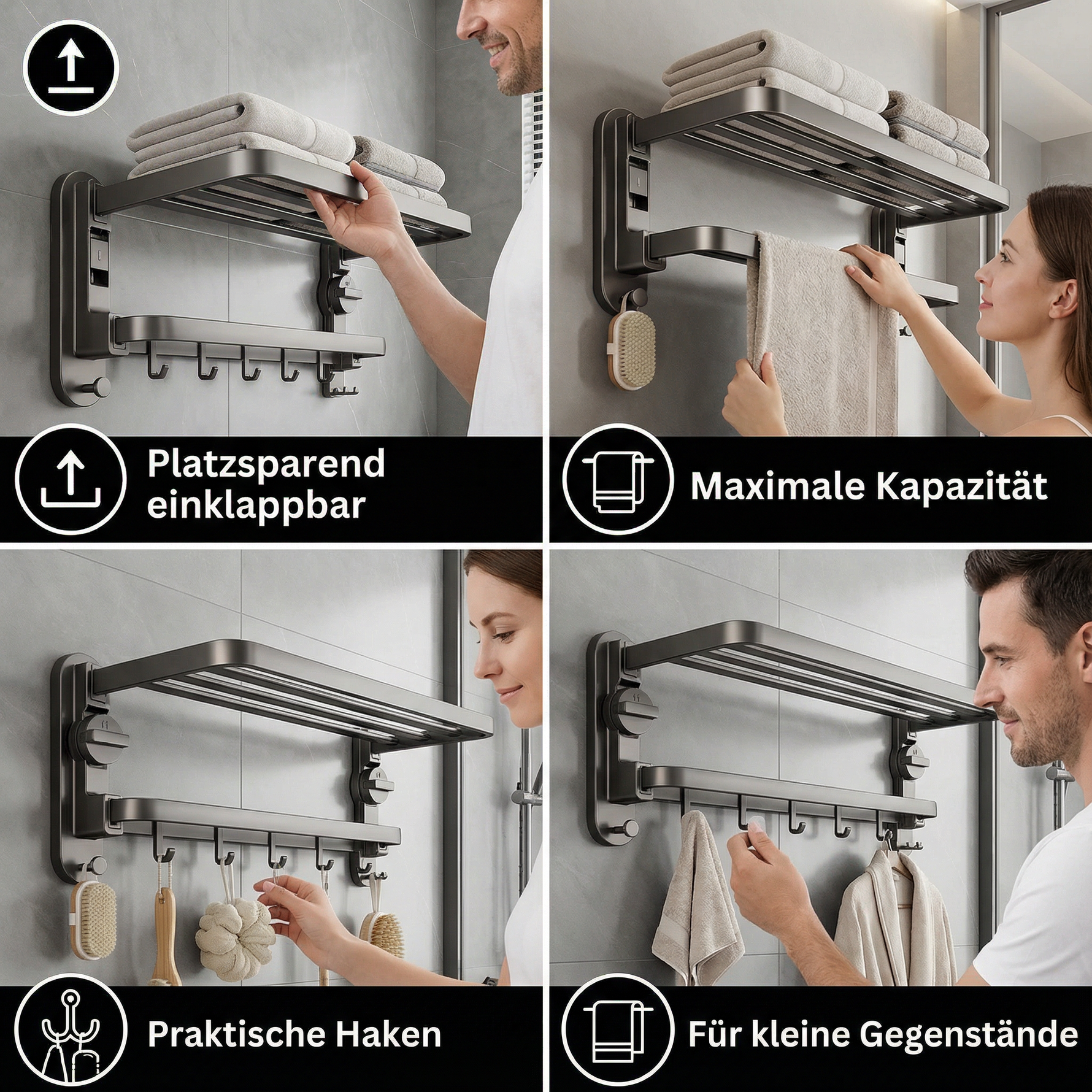Compact Towel Holder with Suction Cups – Flexible and No Drilling Required