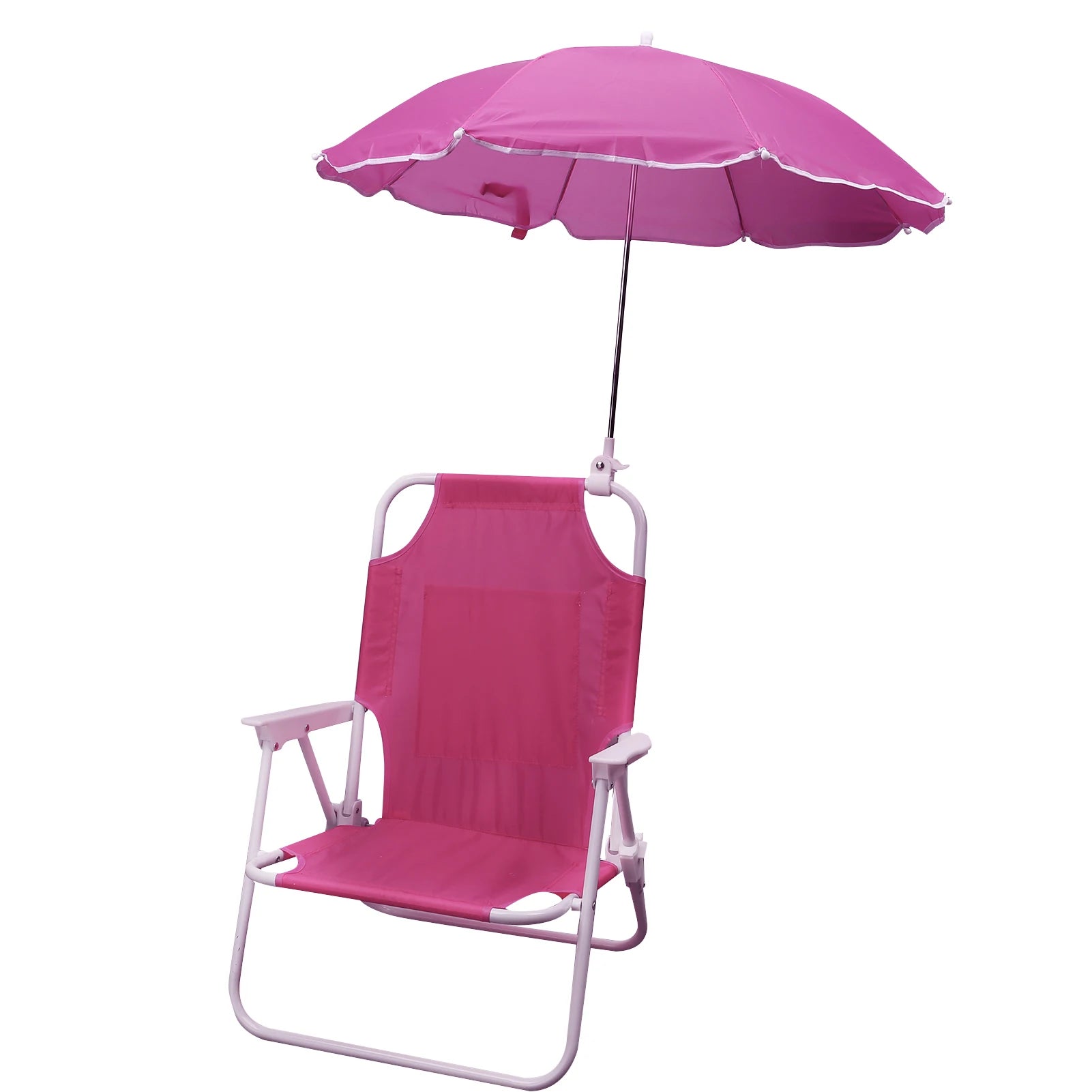 Foldable children's beach chair with integrated sunshade