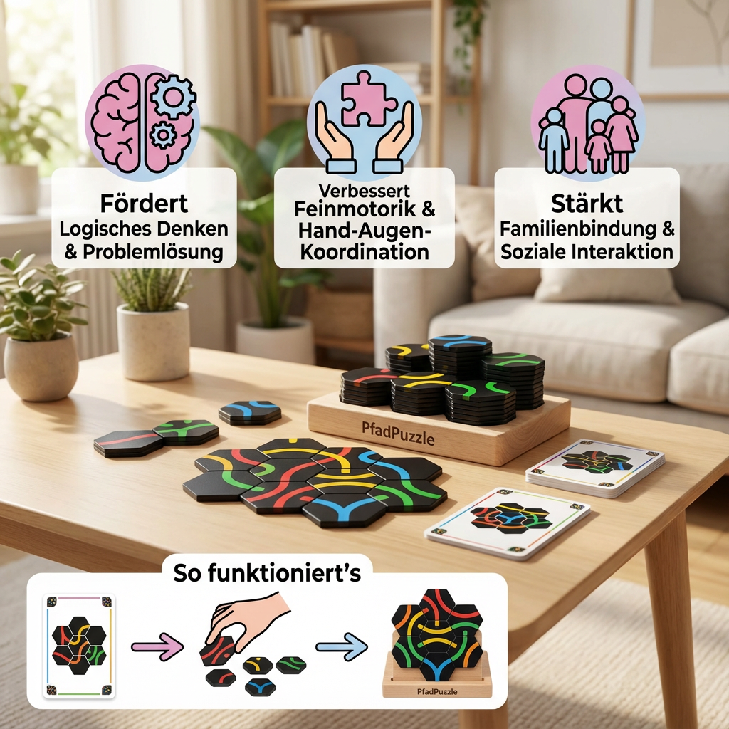 Pädagogisches Puzzle für Familien – Lernspiel mit Wegfindern