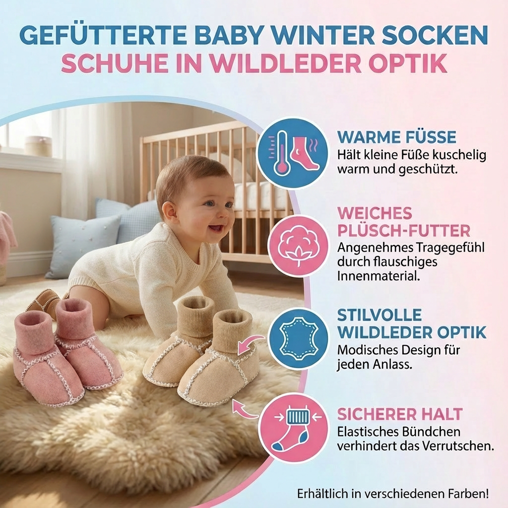 Babyschuhe für den Winter mit Futter in Wildleder-Design