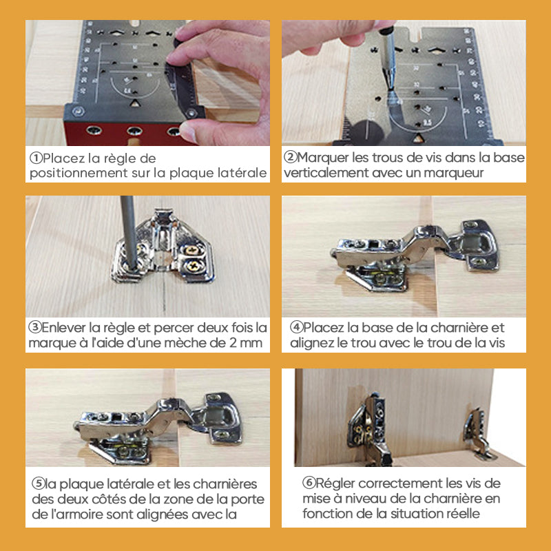 Precision tool for exact hinge drillings