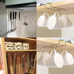 Practical Mug Holder for Under Shelves | 10 Stainless Steel Hooks | 27.5 cm