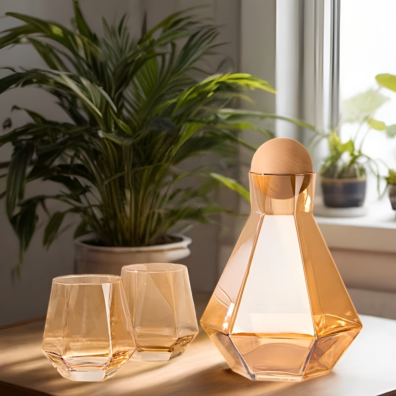 Elegantes Karaffenset mit 4 Gläsern – Stilvoll und Praktisch | 5-teiliges Set für Wasser, Saft und Wein | Glanzzeit