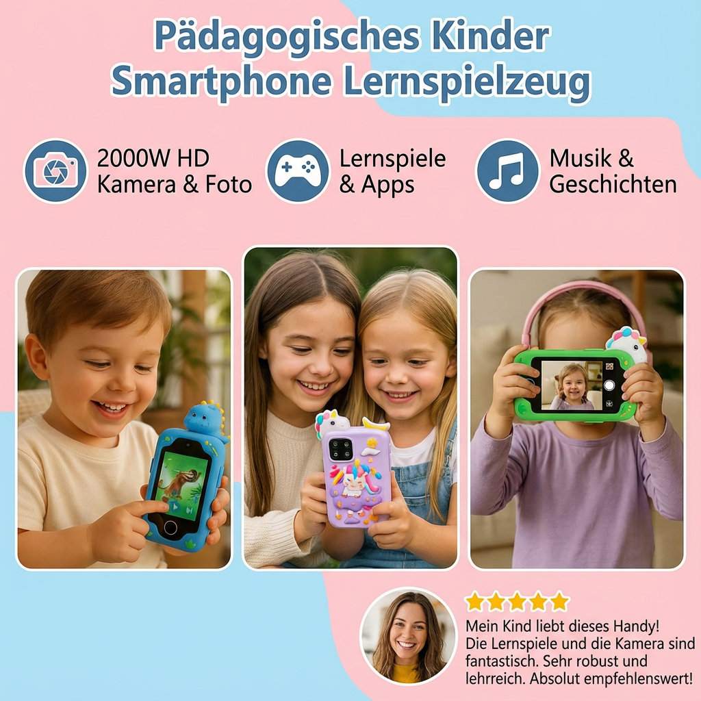 Interactive learning toy in a smartphone design for children