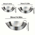 Großer Wok aus Edelstahl mit Doppelgriffen
