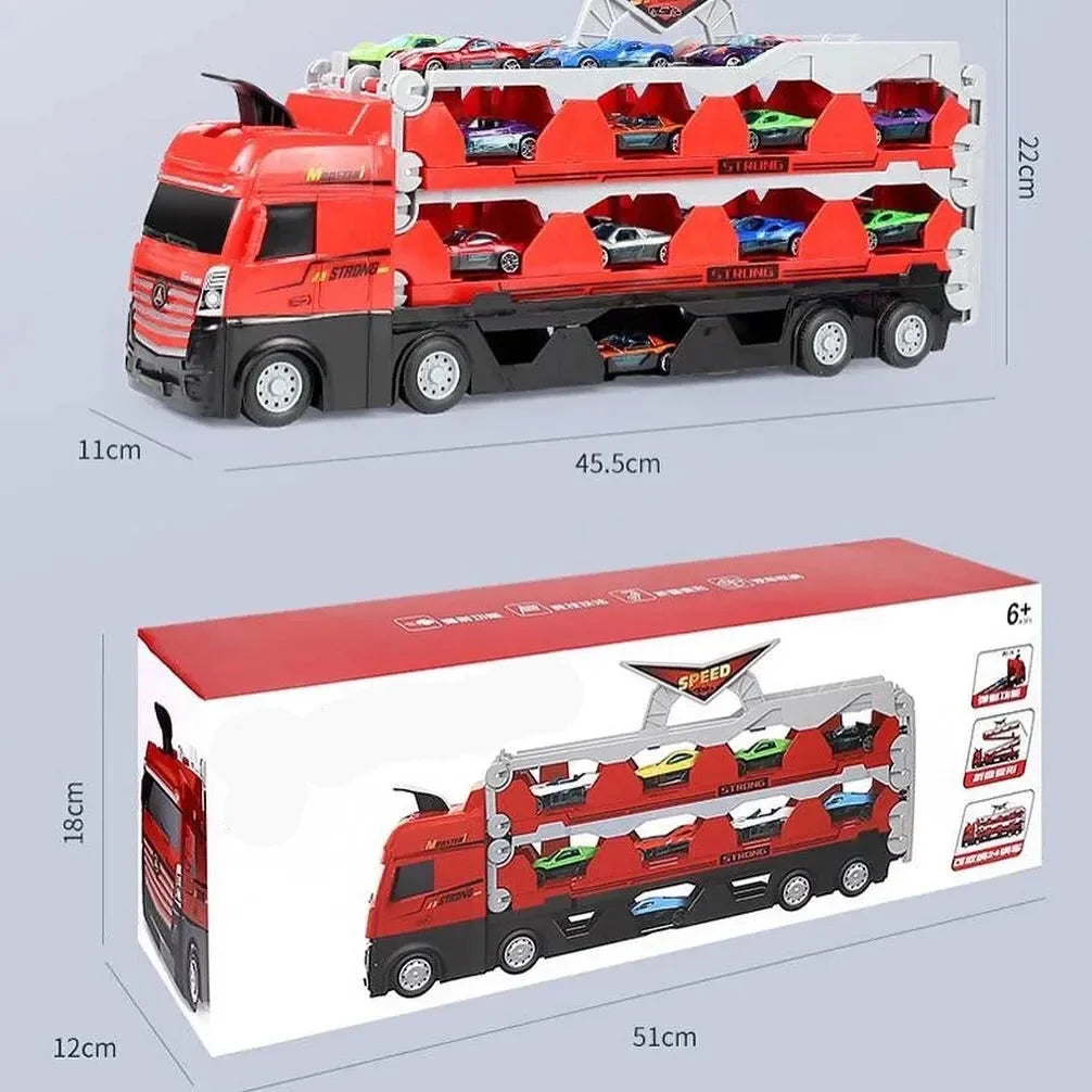 Rennstrecke für Lastwagen – 2-in-1 Ausklappbares Spielset