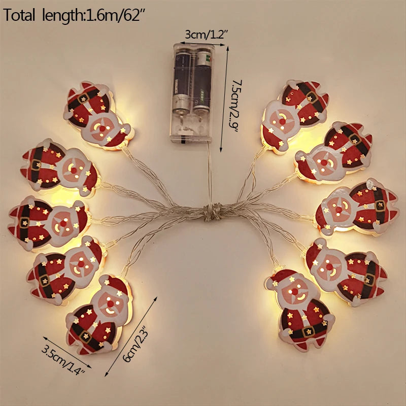 Festliche LED-Lichterkette mit Schneemann und Tannenbaum