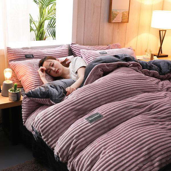 Cozy Corduroy Velour Duvet Cover Set for Winter
