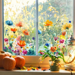 Bunte Fensteraufkleber mit Blumen- und Schmetterlingsmotiven