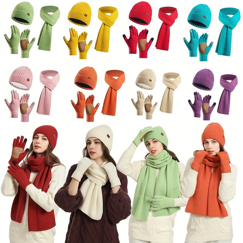 Gemütliches Winterset – Strickmütze, Schal und Handschuhe für Alle