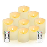 Set von 9 LED-Kerzen ohne Flamme – Fernbedienung und Glitzerfinish