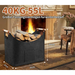 Elegant Foldable Wood and Felt Storage Box 55 Liters with Leather Accents