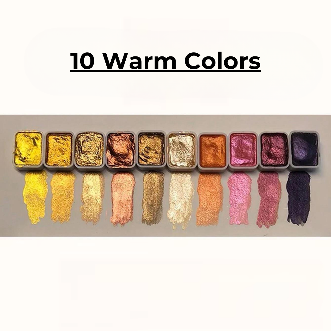 Perlmuttfarbenset mit 10 Farben und Mischpalette