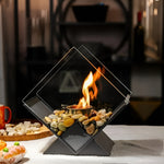 Eleganter Tischfeuer mit Stein-Dekor und Bio-Ethanol-Flamme
