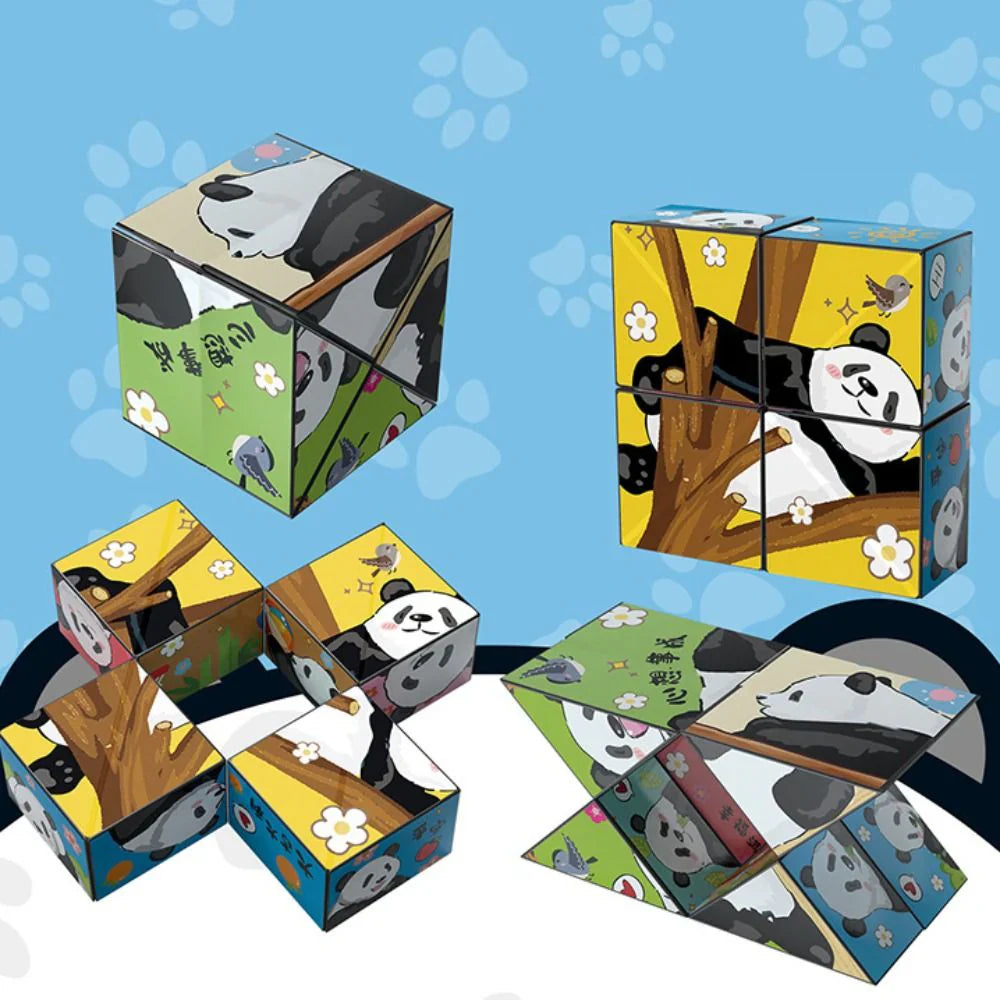 Tiermotiv-Rätselwürfel für Kinder – Pädagogisches Spielzeug mit Panda