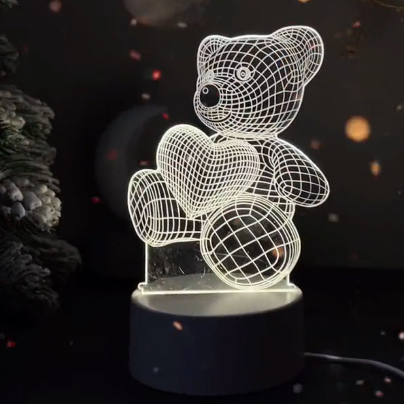 3D Nachtlicht in Form eines Liebesbären