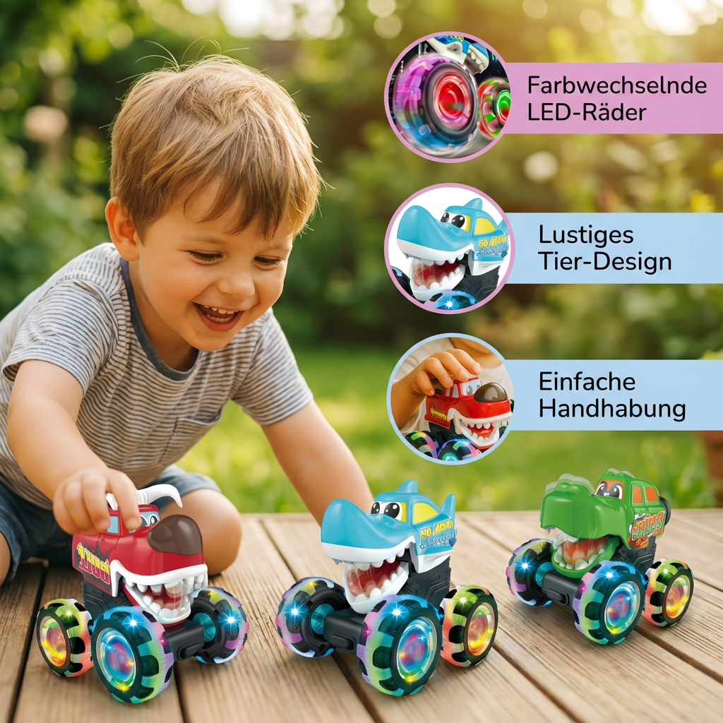 Strahlende Spielzeugmonstertrucks für Kinder