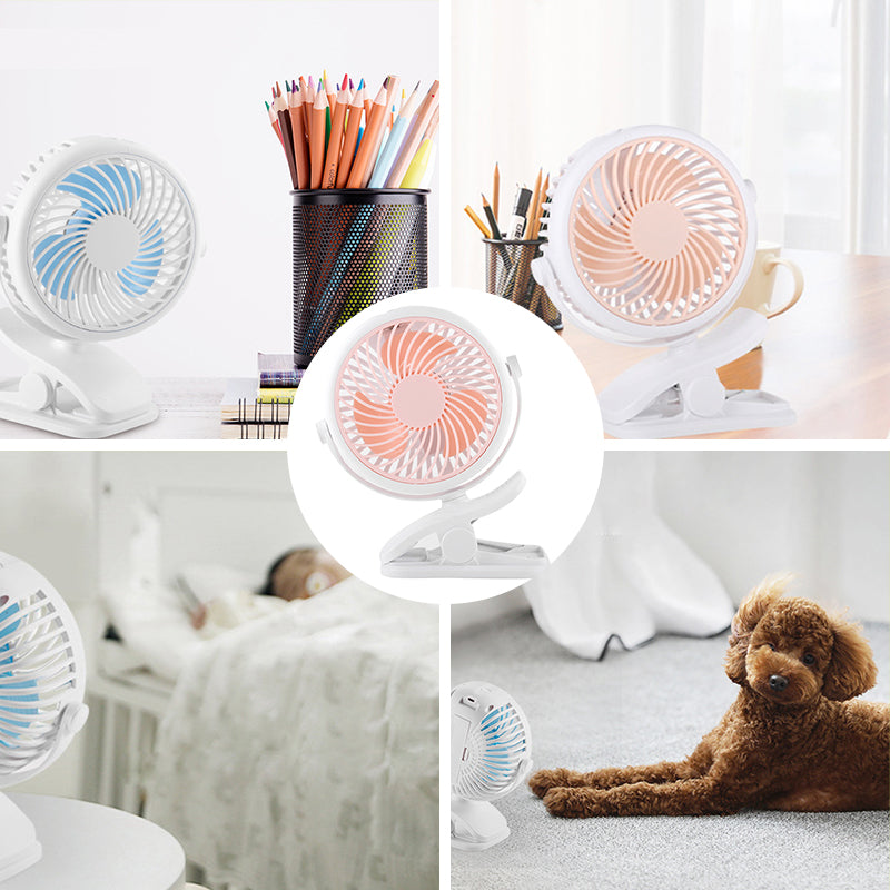 Tragbarer Klemmlüfter mit 360° Drehung – USB & wiederaufladbarer Akku