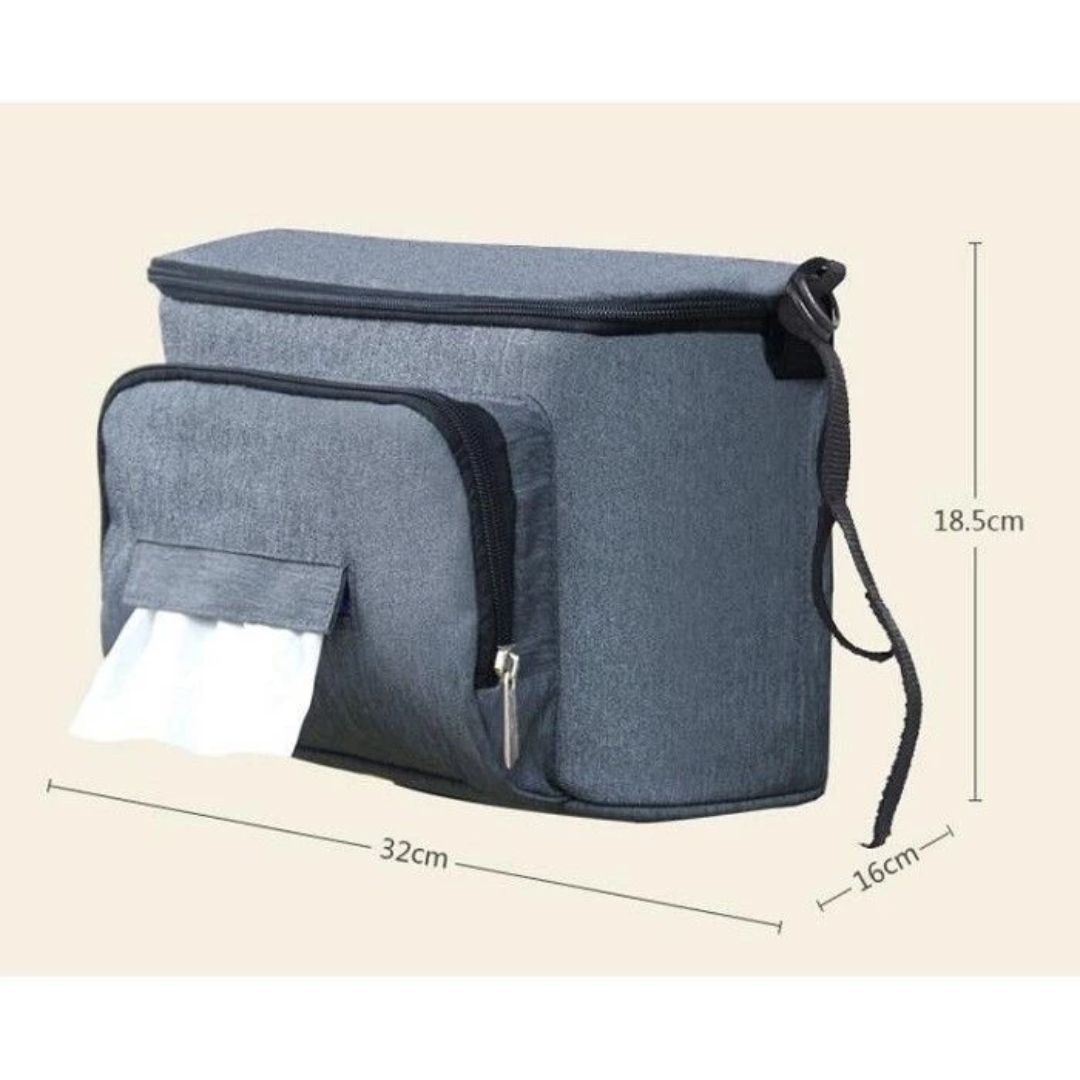 Isolierte Wickeltasche für Kinderwagen mit Feuchttuchspender