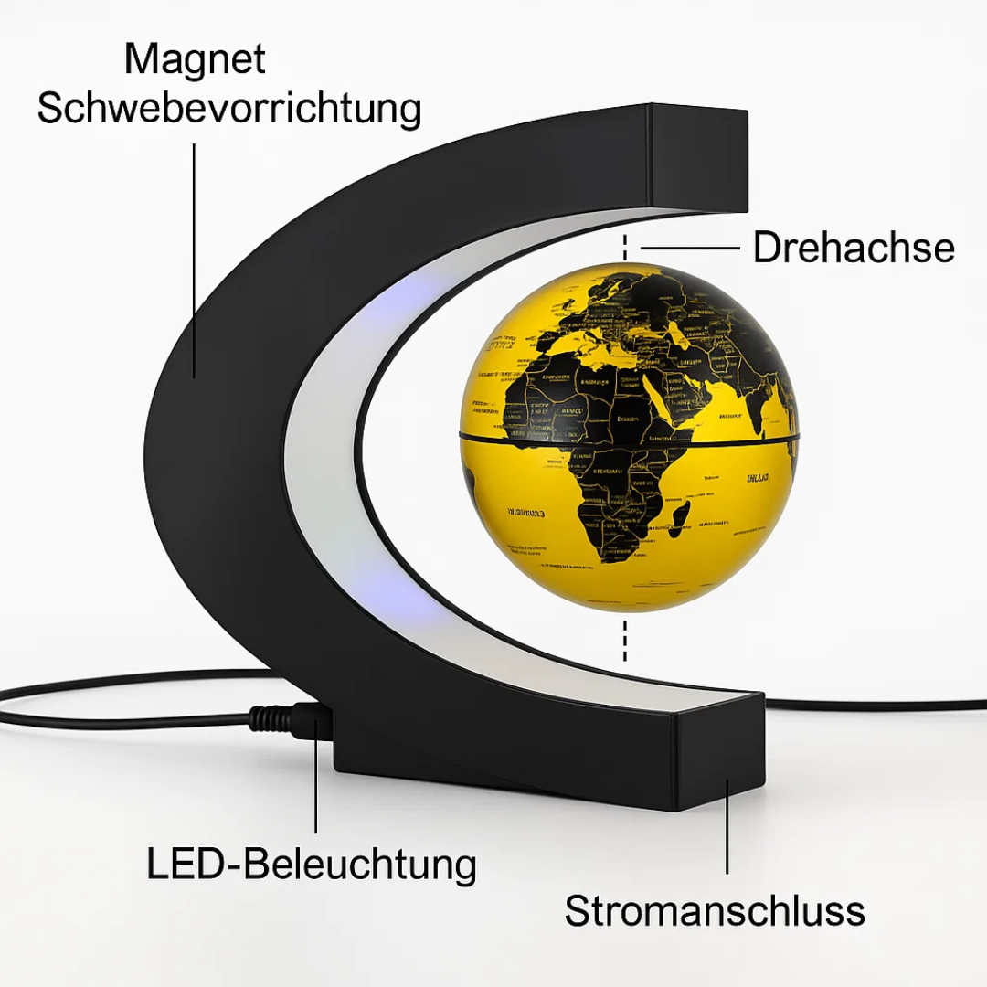 AstroGlobus LED Weltkugel – Schwebende Globenlampe mit magnetischer Aufhängung