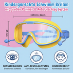 Schwimmbrillen für Kinder mit großem Rahmen und Anti-Beschlag-Technologie