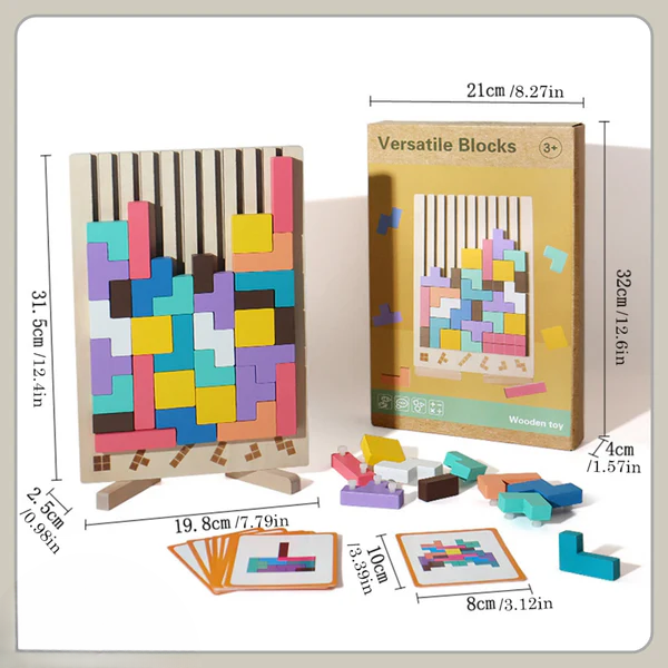 Buntes Tetris Holzspielzeug – Kreatives Bauvergnügen ab 5 Jahren